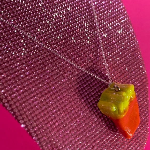 French Fry Sterling Silver 925 Necklace Fries Fast Food Cosplay Jewelry Kawaii - Picture 10 of 10